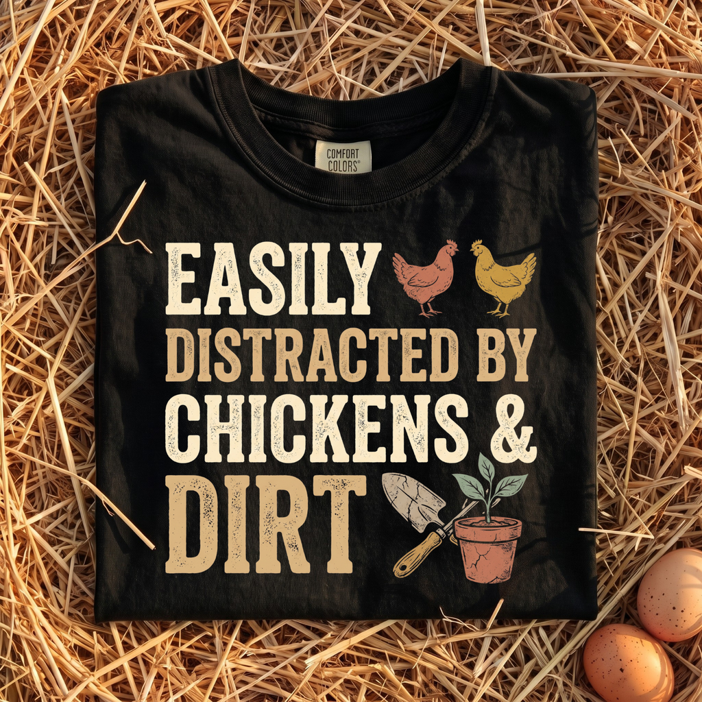 Easily Distracted By Chickens & Dirt T-Shirt