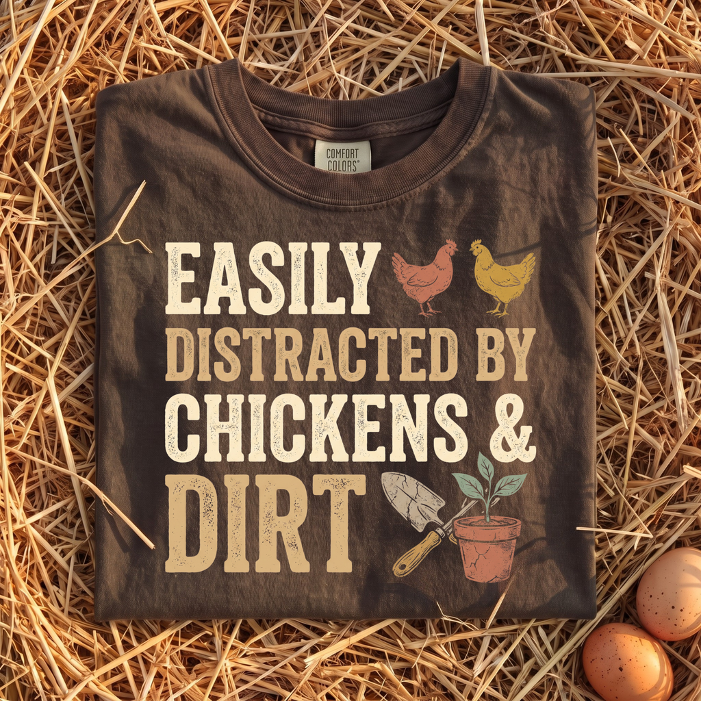 Easily Distracted By Chickens & Dirt T-Shirt
