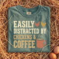 Easily Distracted By Chickens & Coffee T-Shirt