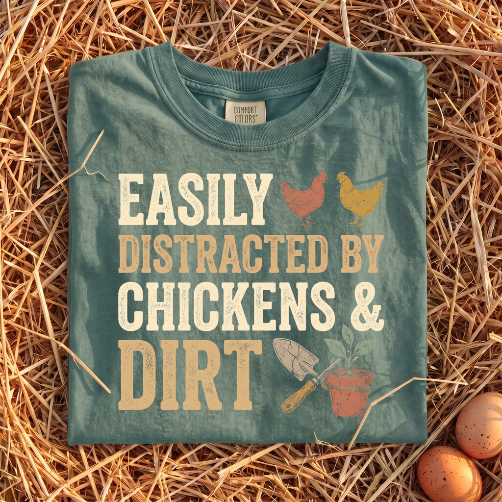 Easily Distracted By Chickens & Dirt T-Shirt