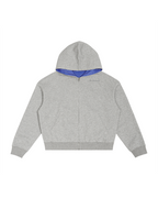 Contrast Plaid Boxy Zip Hoodie
