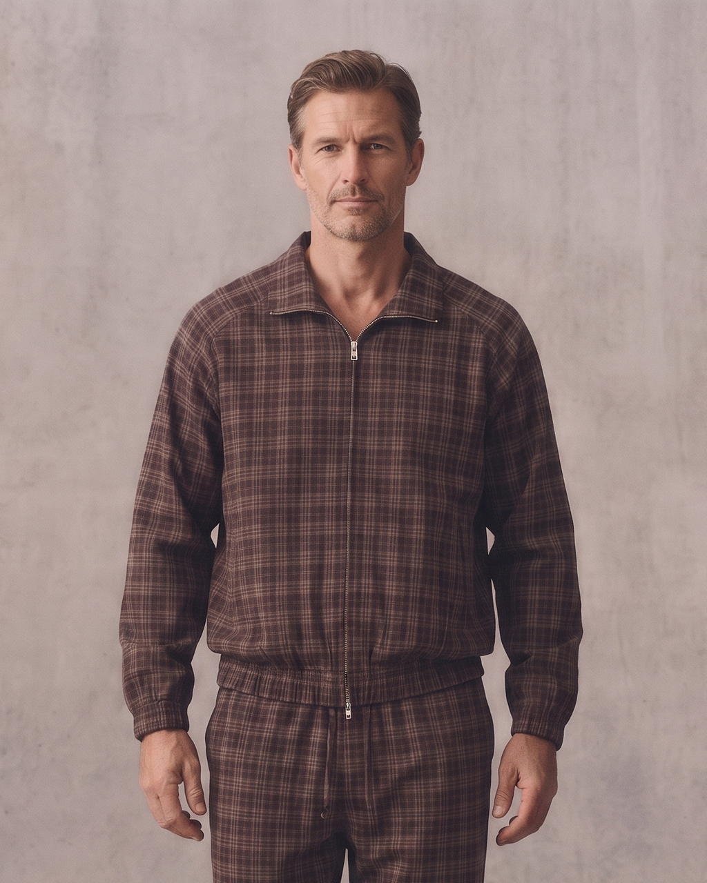 Unisex Plaid Full-Zip Track Jacket