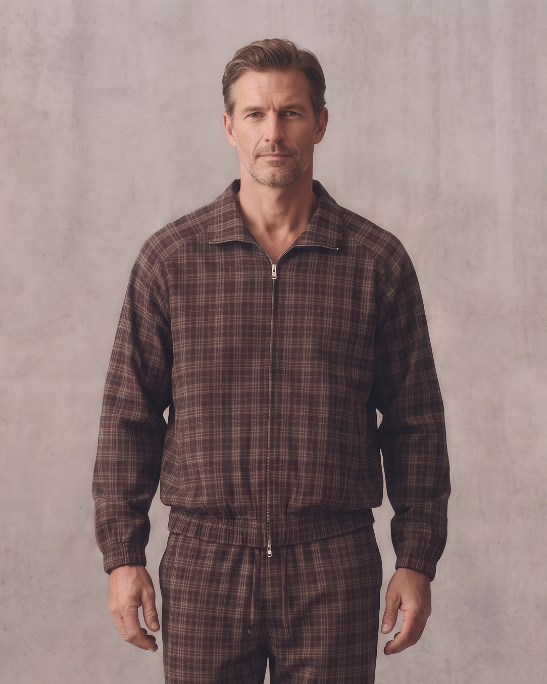 Unisex Plaid Full-Zip Track Jacket
