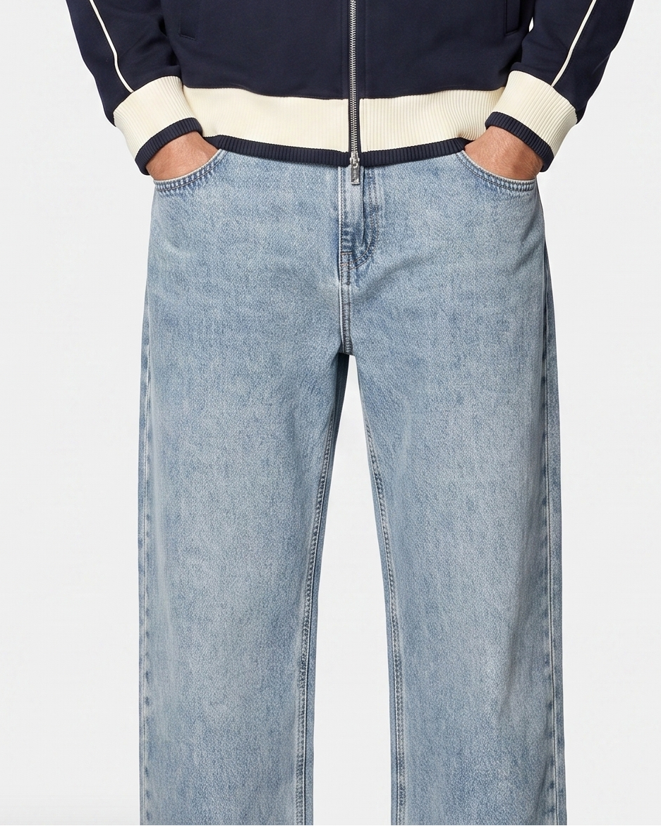 Unisex Vintage Wash Straight Leg Jeans