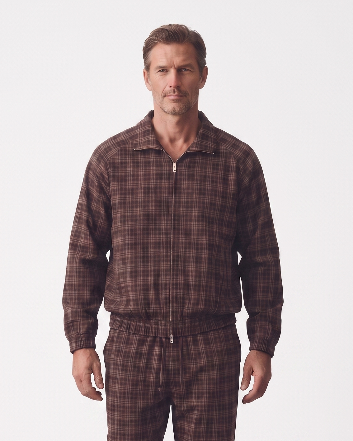 Unisex Plaid Full-Zip Track Jacket