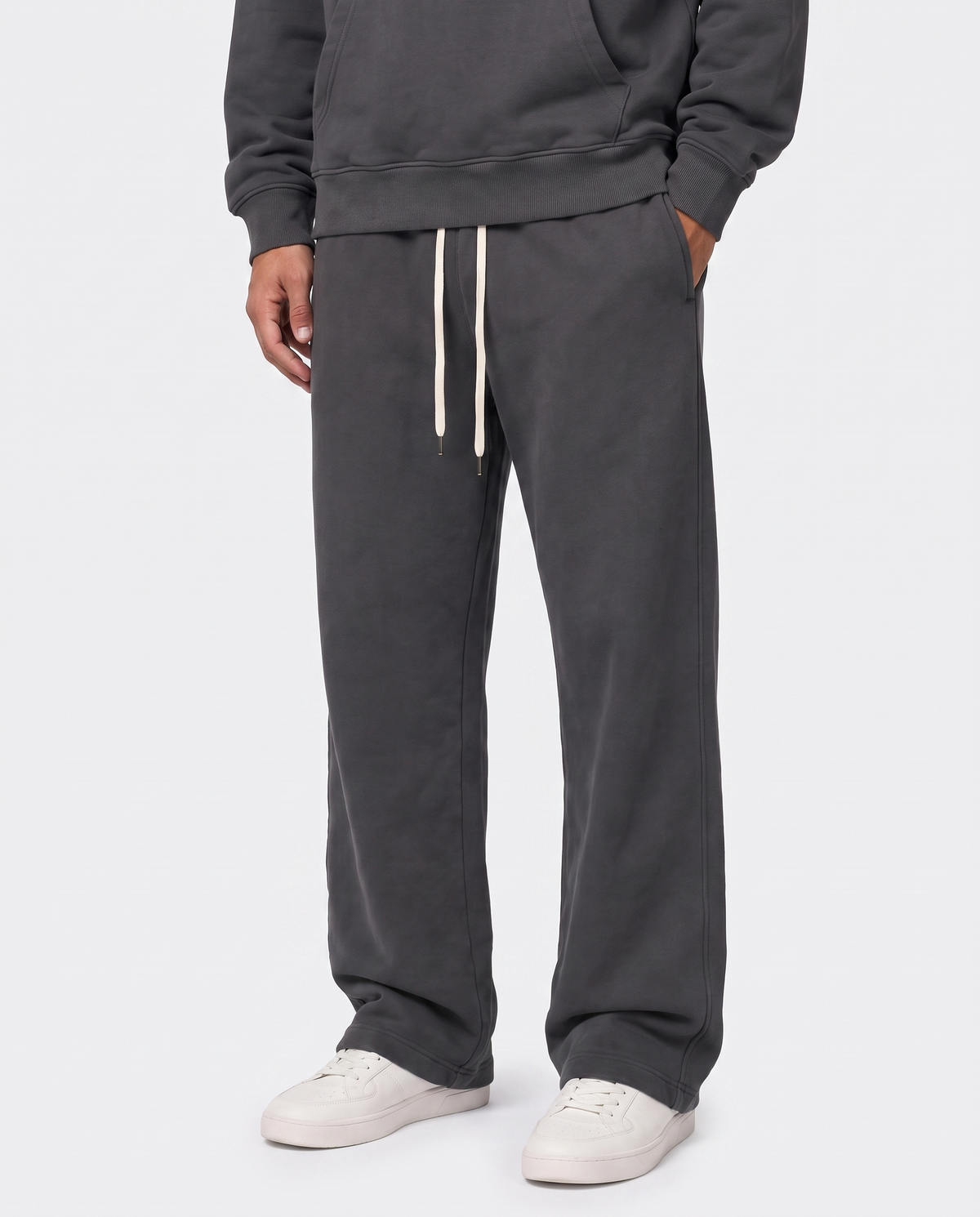 Unisex Solid Color Fleece Straight Leg Pants